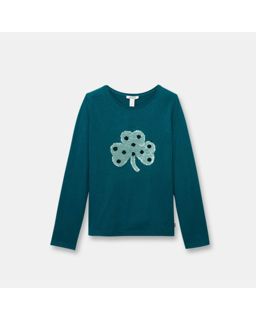 T-shirt à sequins magiques turquoise fille
