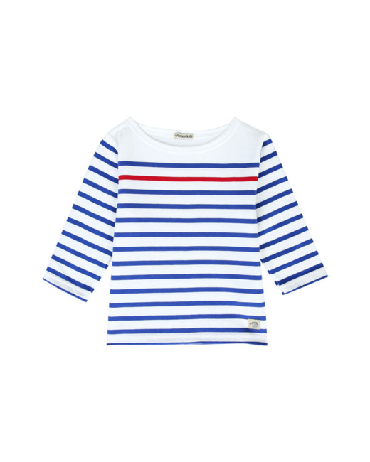 Marinière manches 3/4 Kids - coton - Blanc/Etoile/Braise