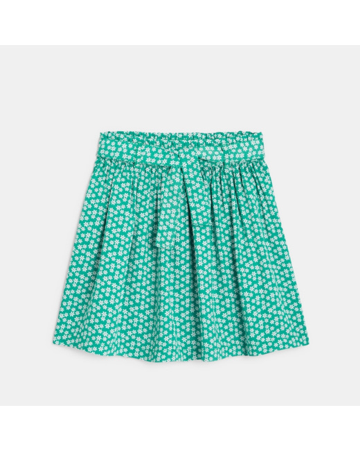 Jupe courte imprimée verte fille