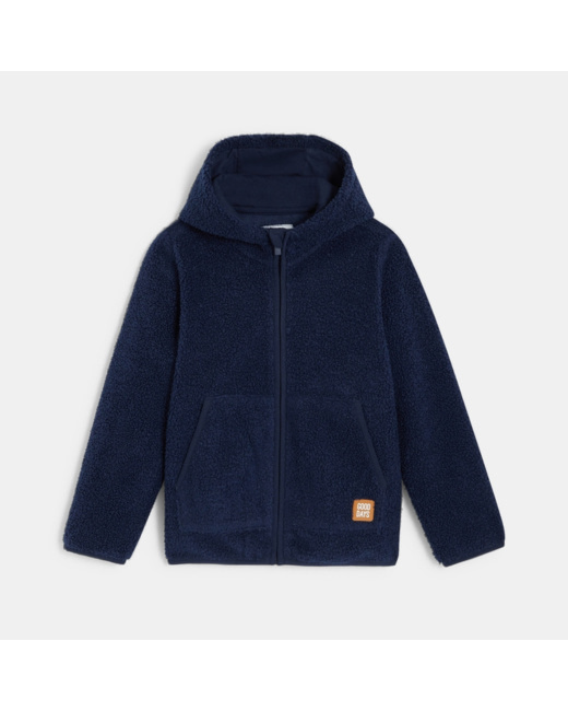 Sweat-shirt à capuche en polaire sherpa bleu garçon