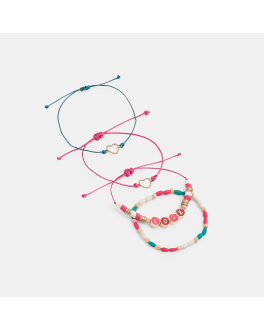 Bracelets fins et fantaisie (lot de 4) rose fille