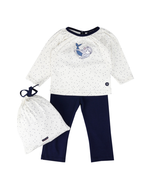 Pyjama imprimé Kids et son sac - coton épais - Milk/Seal
