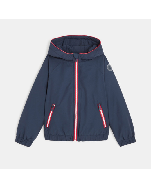 Blouson doublé à capuche bleu garçon