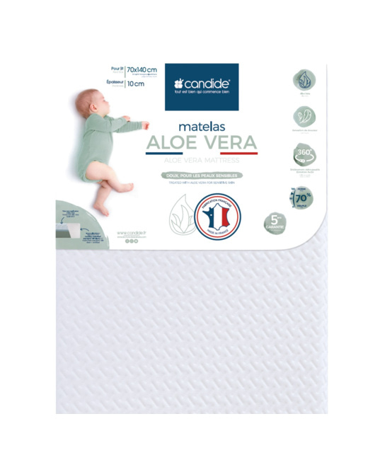 Matelas bébé  Aloé Vera déhoussable 360° - 70x140cm