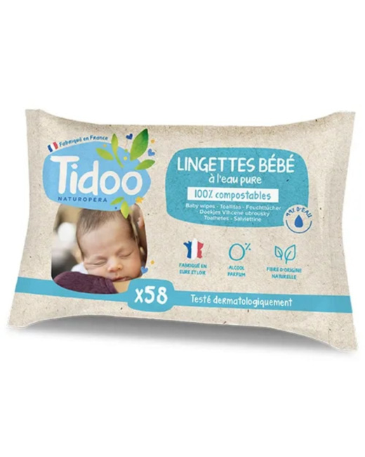 Lingettes compostables à l'eau pure