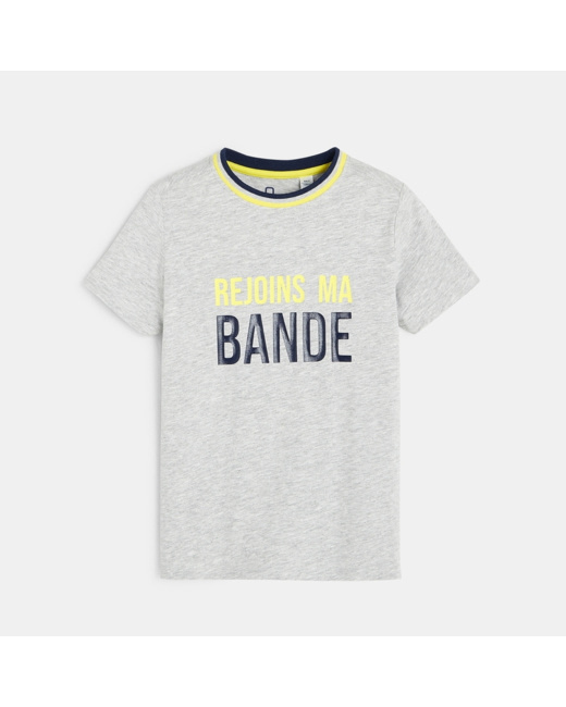 T-shirt à message gris garçon