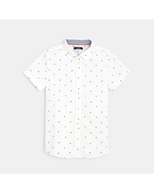 Chemise à motifs petits palmiers blanche garçon