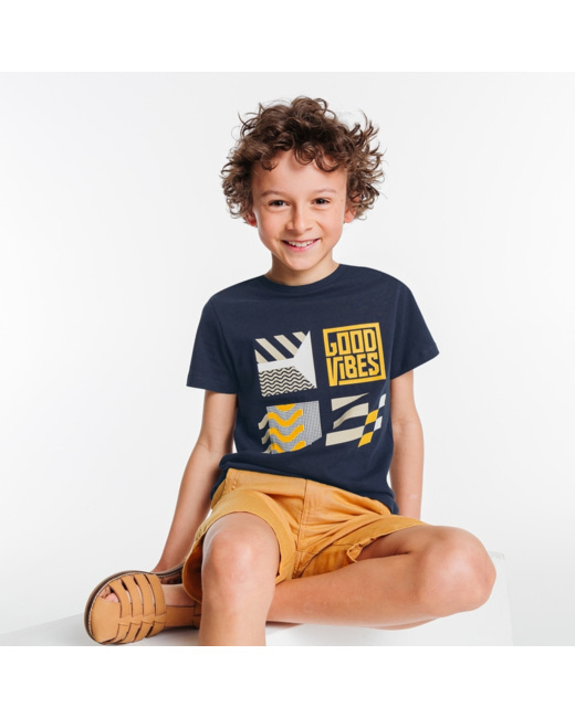 T-shirt flammé motif sport bleu garçon