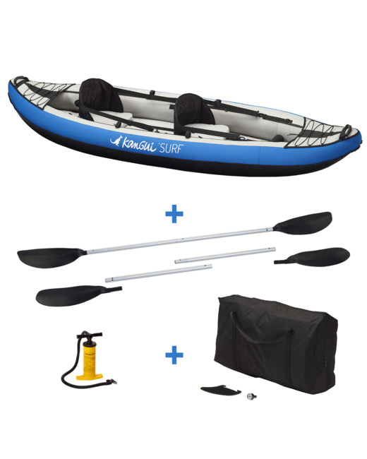 Canoë Kayak gonflable 1 à 2 places + pagaie + sac transport + pompe double action+ kit de réparation