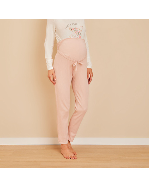 Pantalon de pyjama en rib pointelle de grossesse