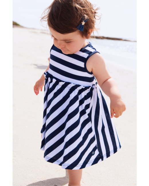 Robe rayée Baby - coton léger - Marine Deep/Blanc