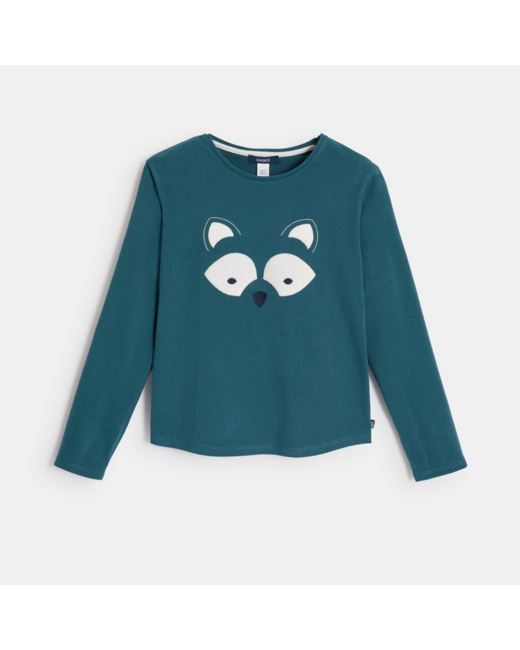 T-shirt doux à motif patché vert fille