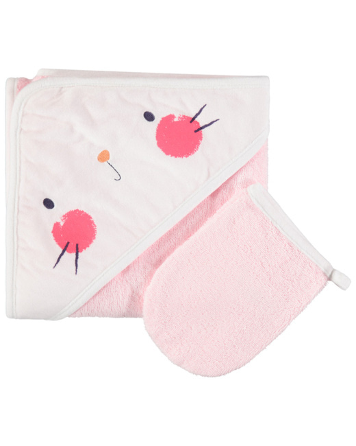 Cape de bain et gant de toilette Happy days