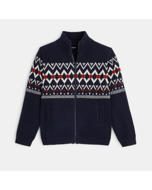 Gilet en jacquard scandinave bleu garçon