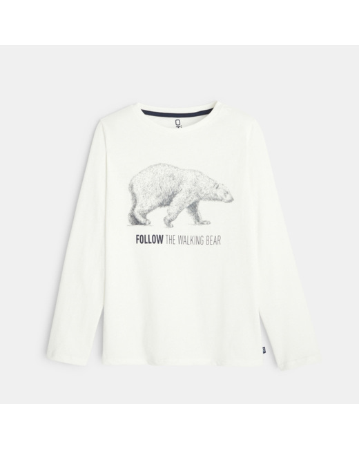 T-shirt en coton biologique motif animal 3D blanc garçon