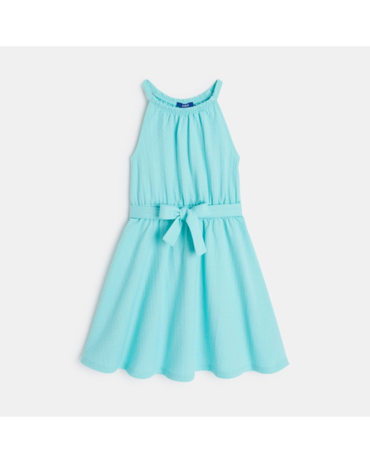 Robe en jersey uni bleue fille