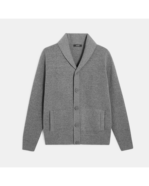 Gilet boutonné col châle gris garçon