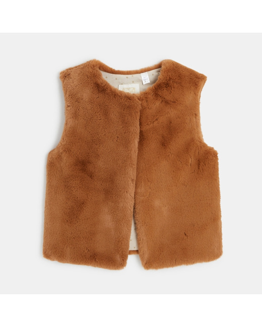 Boléro en fausse fourrure marron fille