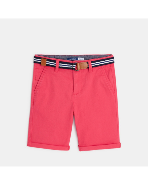 Bermuda en toile + ceinture rose garçon