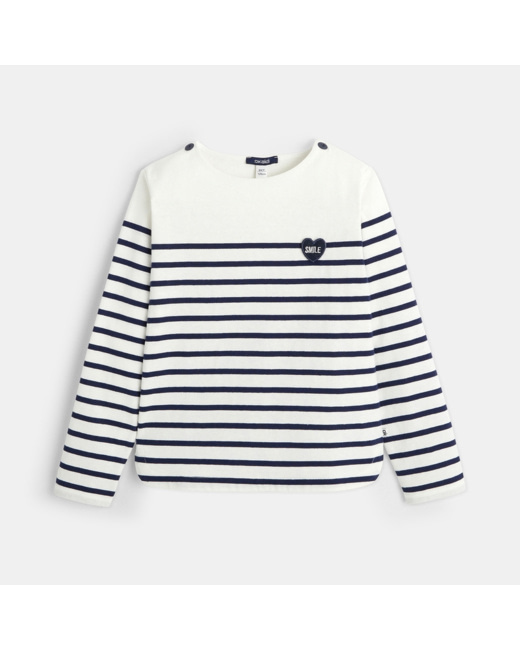 T-shirt marinière à personnaliser d'un cœur bleu fille