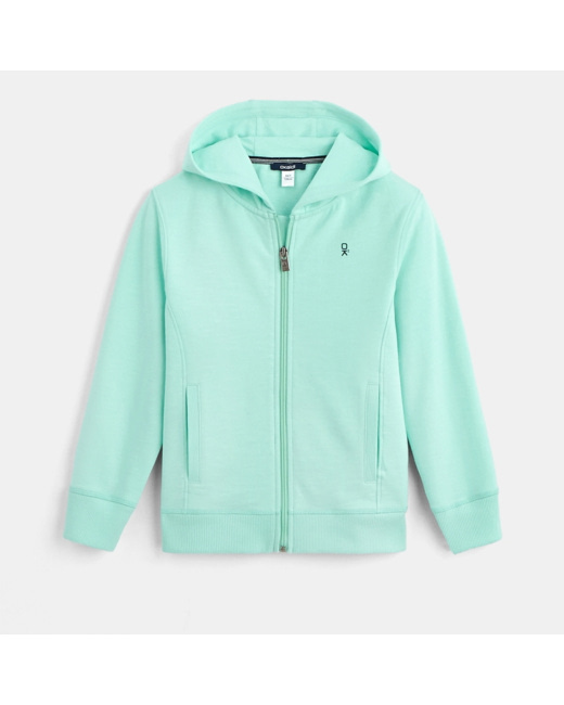 Sweat-shirt uni à capuche bleu garçon