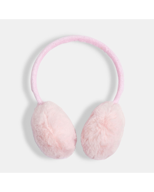Cache-oreilles rétractable en fausse fourrure rose fille