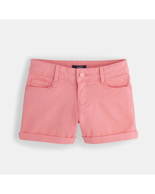 Short en toile rose fille