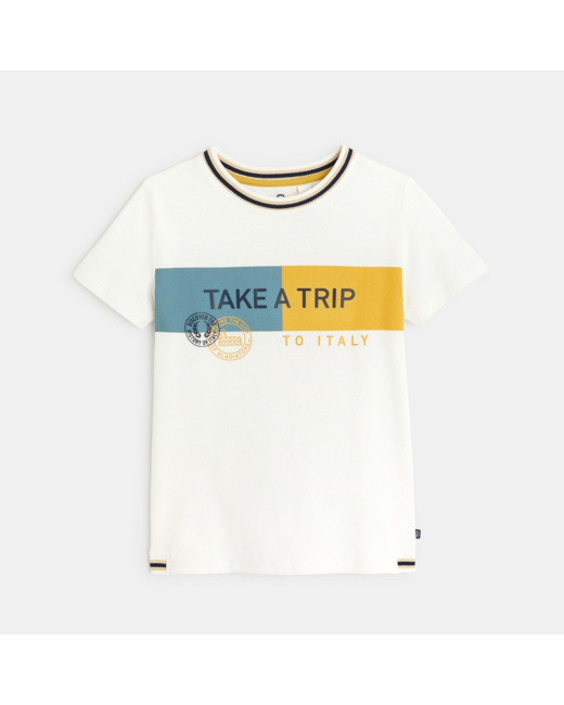 T-shirt à message "take a trip" blanc garçon