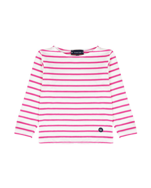 Marinière Kids - coton léger - Milk/Fucsia