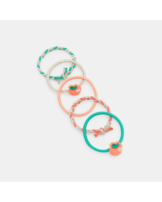 Elastiques fraises (lot de 5) orange fille