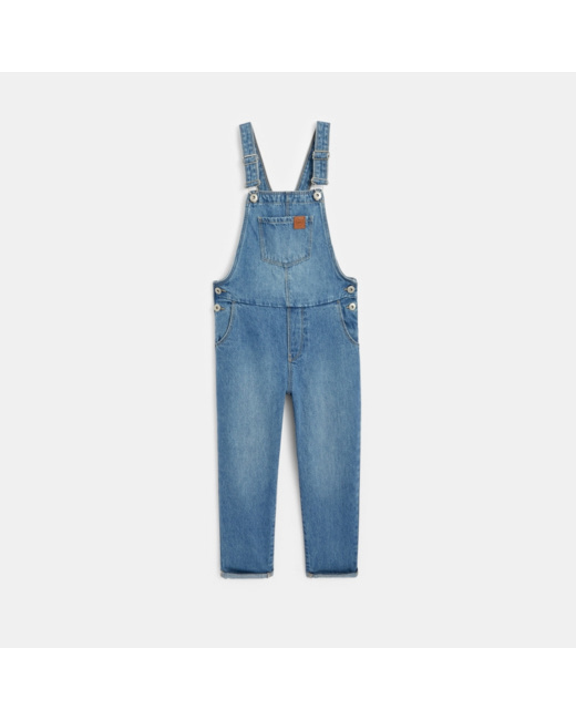 Salopette en jean délavé bleue fille