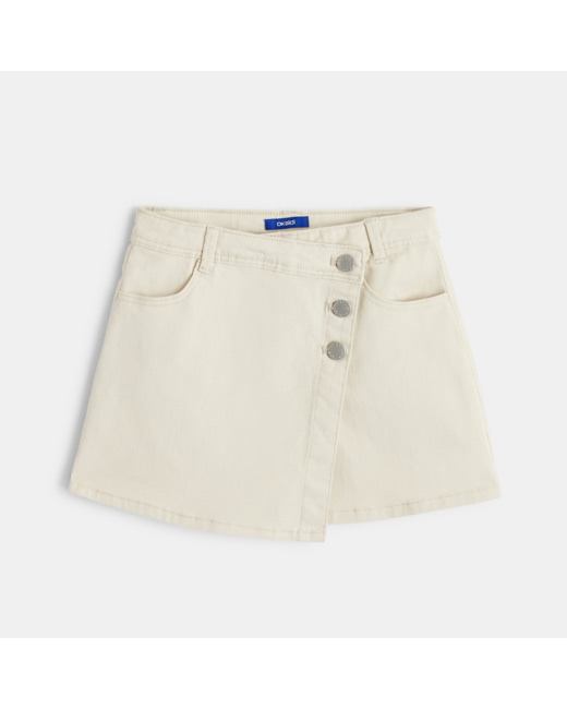Jupe-short trapèze en toile blanche fille