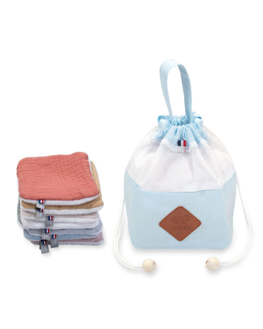 Pochon distributeur et ses 8 lingettes lavables, Jeanne