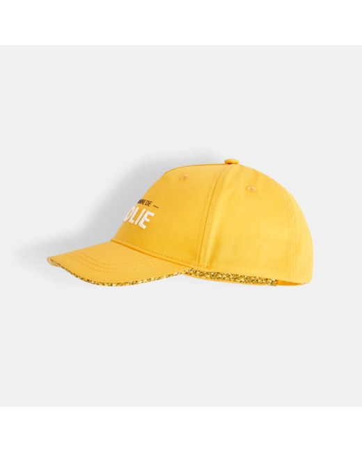Casquette toile à message brodé 'Graine de folie' jaune fille