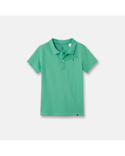 Polo piqué uni vert garçon