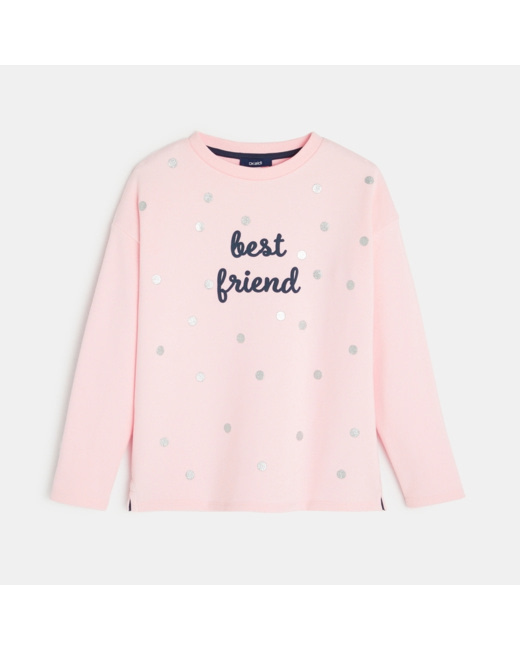 Sweat à pois rose fille