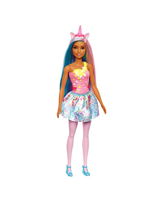 Barbie - Dreamtopia - Poupée Barbie Licorne - Cheveux bleus et roses
