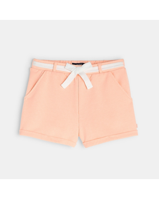 Short en molleton rayé orange fille
