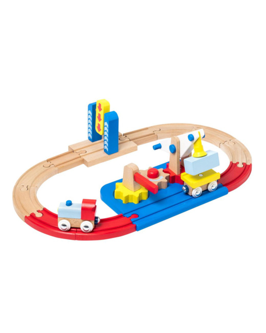 Circuit de train en bois des tout-petits
