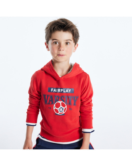 Sweat-shirt à capuche à message rouge garçon