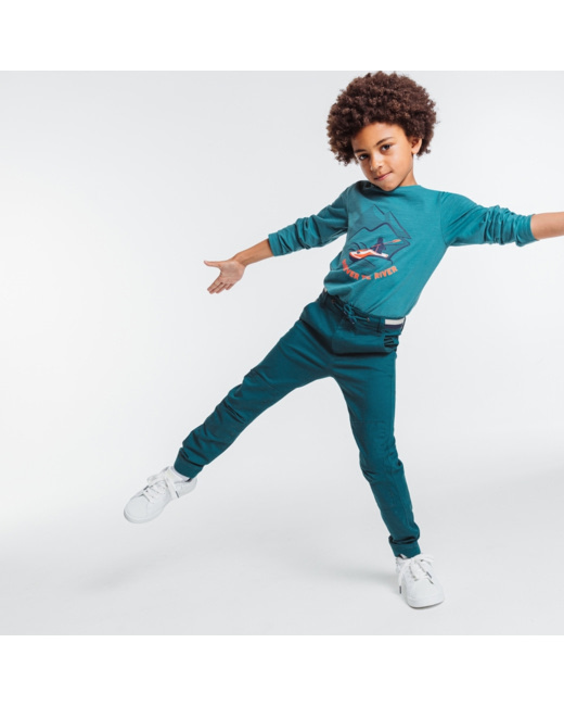 Pantalon en toile et cordon à la taille vert garçon
