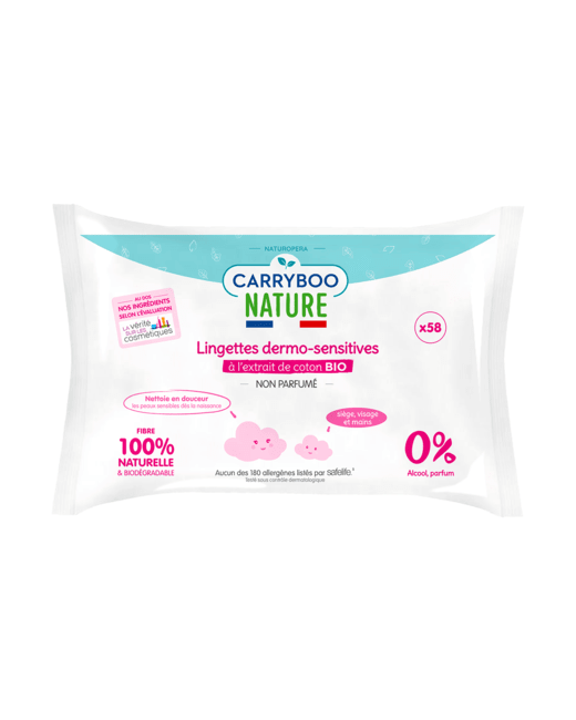 Lingettes Dermo-Sensitives à l'extrait de coton Bio
