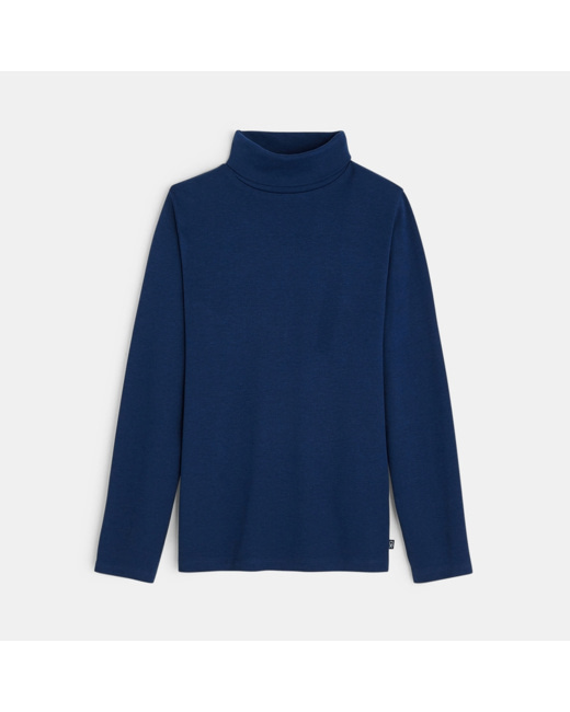 T-shirt col roulé uni bleu garçon