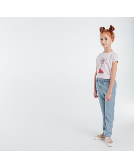Pantalon carrot en jean léger bleu fille