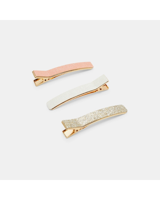 Barrettes pinces croco pailletées jaune fille
