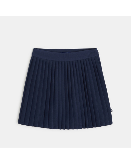 Jupe courte et plissée unie bleue fille