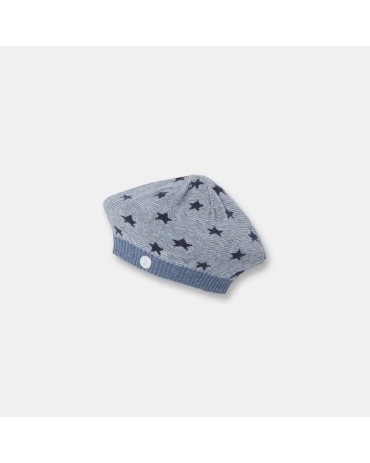 Béret en tricot bleu fille