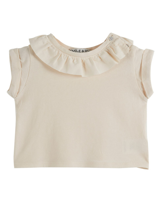 Tee-shirt coton bio collerrette Crème