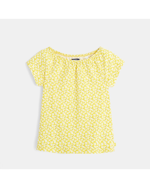 T-shirt imprimé fleuri jaune fille