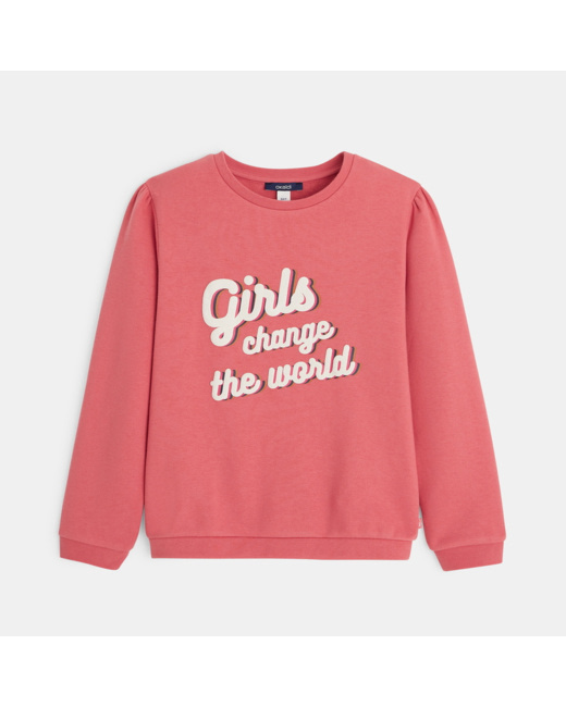 Sweat-shirt à message rose fille
